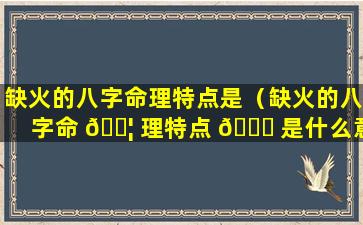 缺火的八字命理特点是（缺火的八字命 🐦 理特点 🍀 是什么意思）